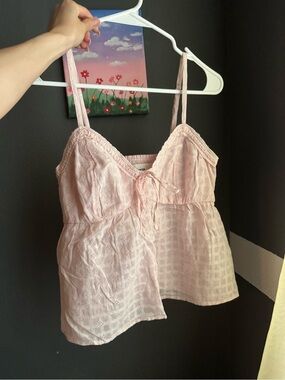 Brand New Hollister Baby Pink Eyelet Babydoll Top